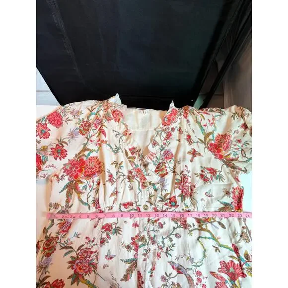 Pilcro Ruffle Collar Button down Dress Floral Plus Size 22W Linen - Picture 13 of 16